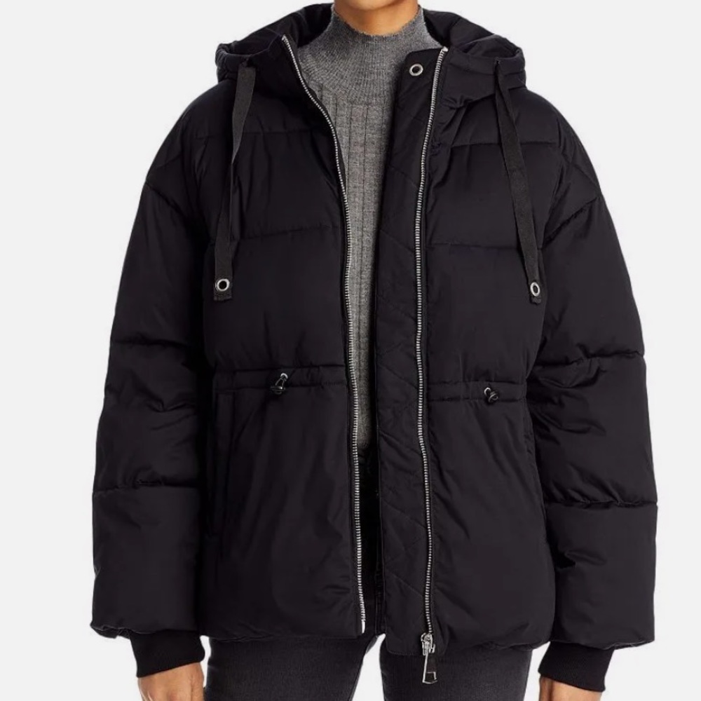 AQUA Womens Black Two-Way Full-zip Hooded Puffer Coat Black Medium